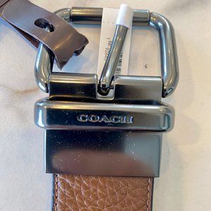 NWT Men's Coach Brown/Tan Reversible Leather Belt